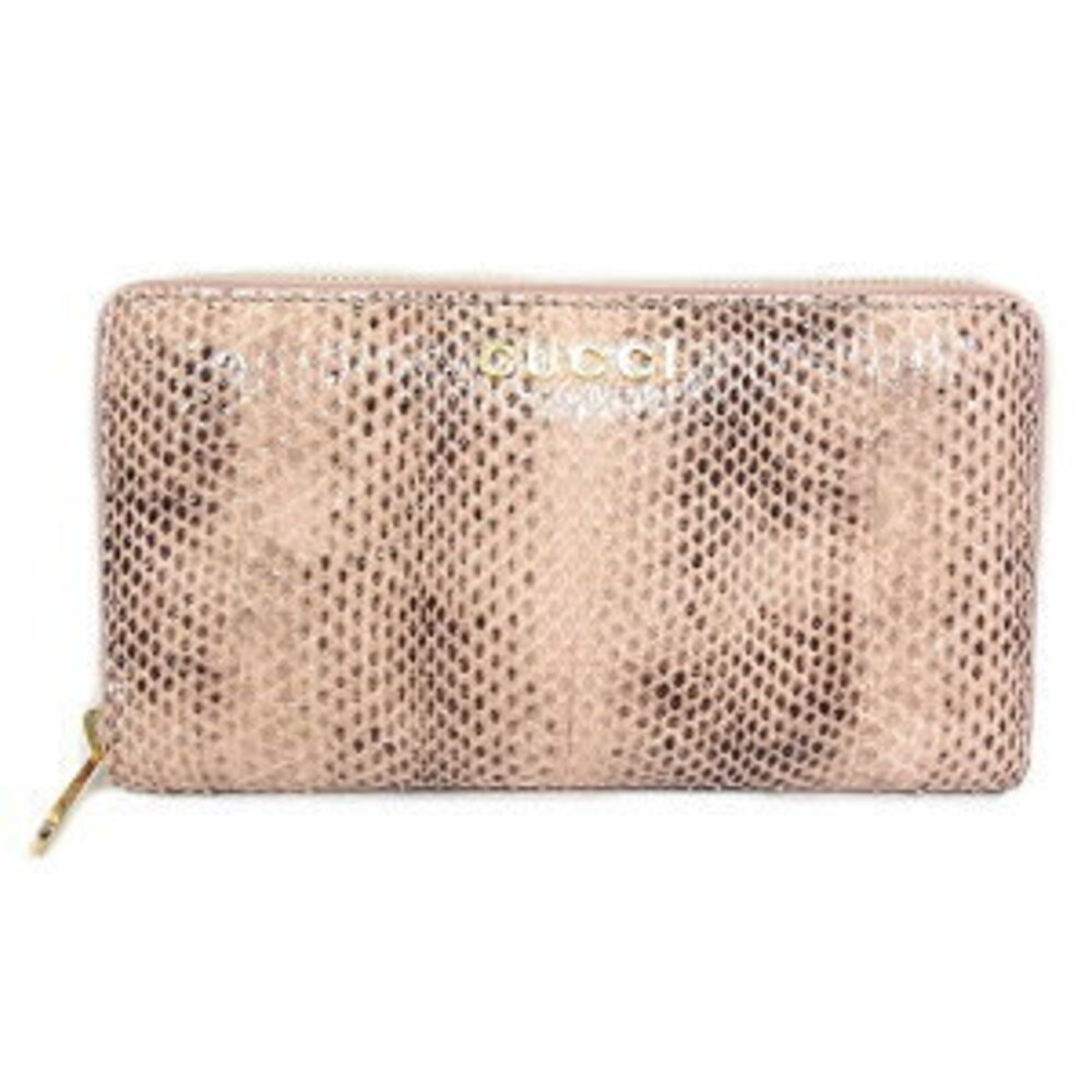 Gucci Long Wallet Zip Python Leather PinkScript A… - image 1